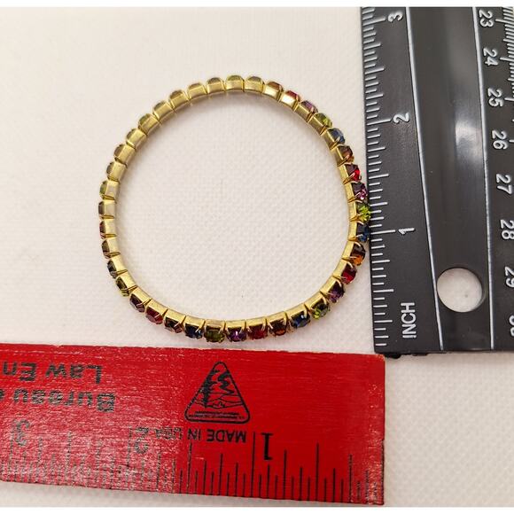 Single Row Stretch Rhinestone Bracelets Set of 12 Assorted Colors - Picture 4 of 4